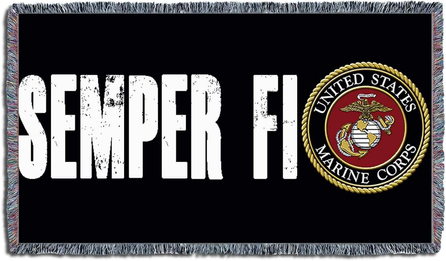 Pure Country Weavers US Marine Corps - Semper Fi Emblem Blanket - Gift Military Tapestry Throw for Back of Couch or Sofa - Woven from Cotton - Made in The USA (61x36) - Image 2