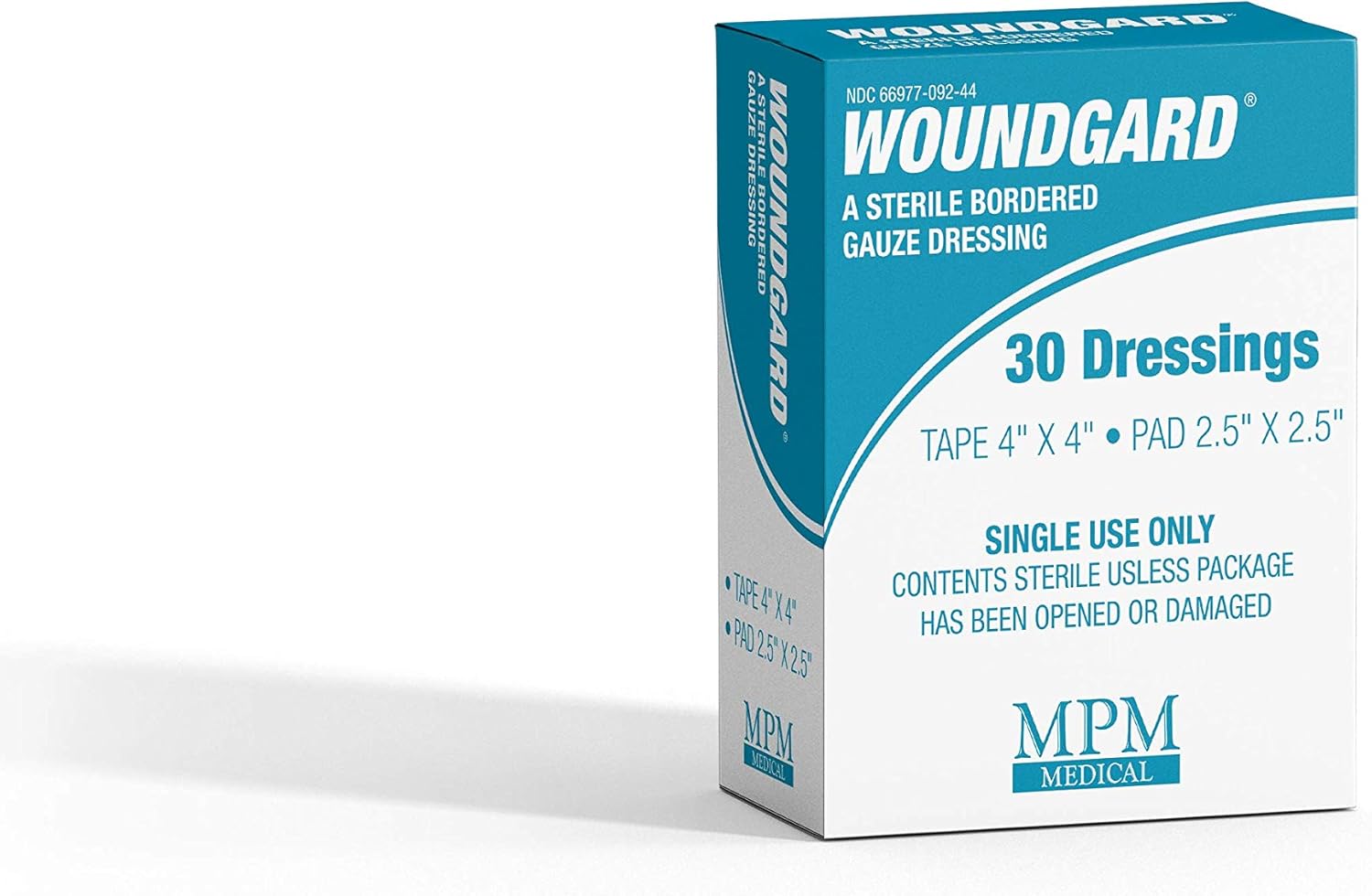 MPM Medical WoundGard Bordered Gauze Dressing 4" x 4" (Pad 2.5"x2.5"), Sterile, Carton of 30ea