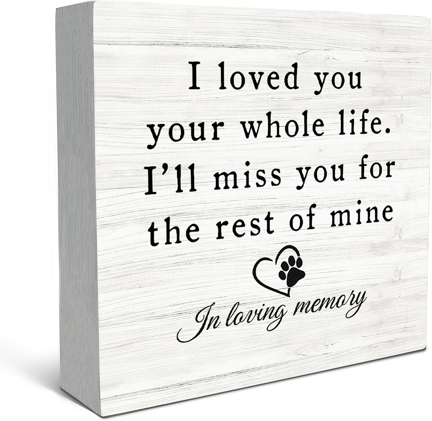 Pet Memorial Box Sign 7x7 Inch Rustic Wood Sympathy Decor