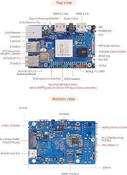 Orange Pi 5 Ultra 8GB RAM 6TOPS Rockchip RK3588 LPDDR5 Development Board, 2.4GHz Frequency 8K Video Decoding M.2 PCIE 2.5G LAN Wi-Fi 6E+BT 5.3/BLE Single Board Computer