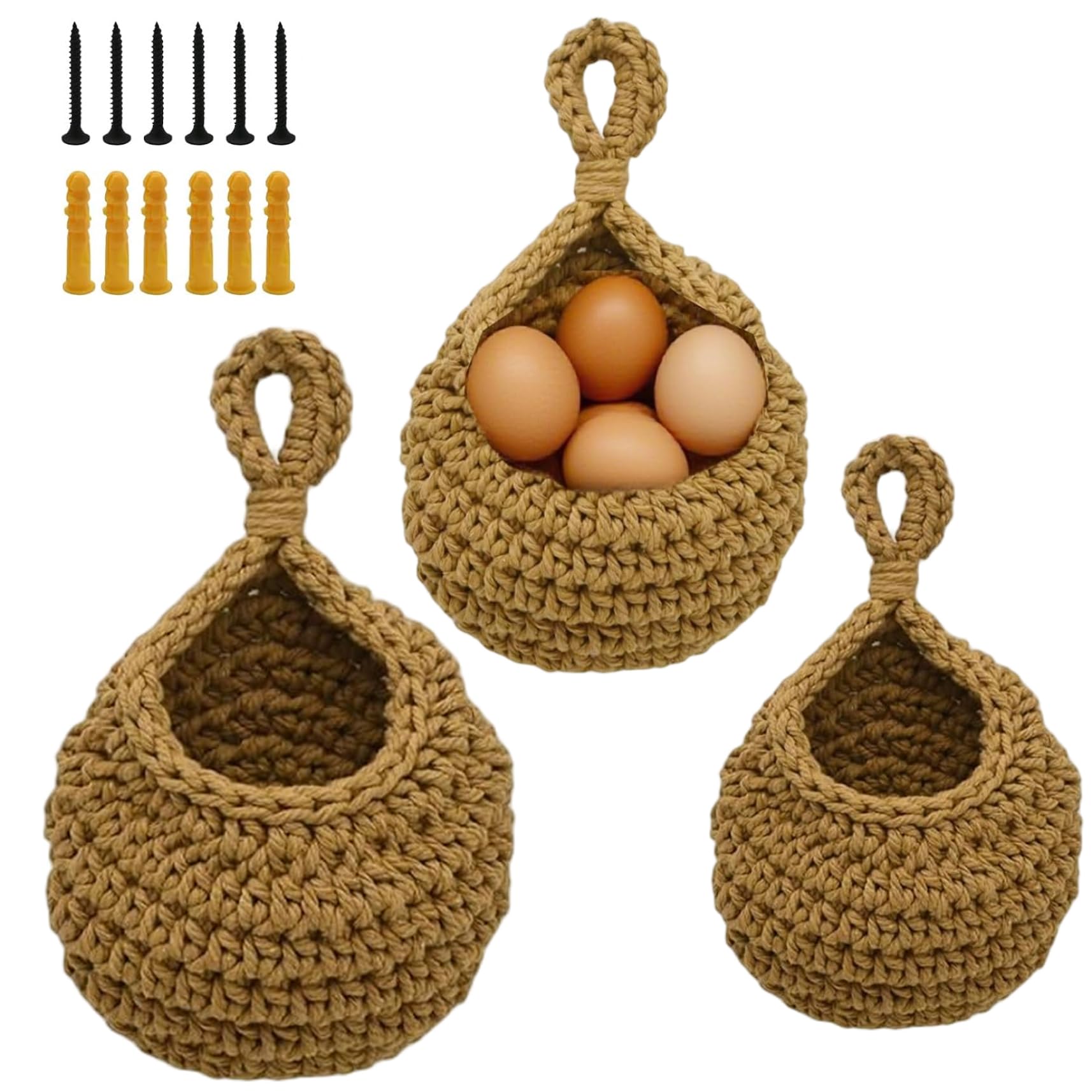 Cesta colgante para frutas de 3 tamaños con ganchos para conservar alimentos frescos