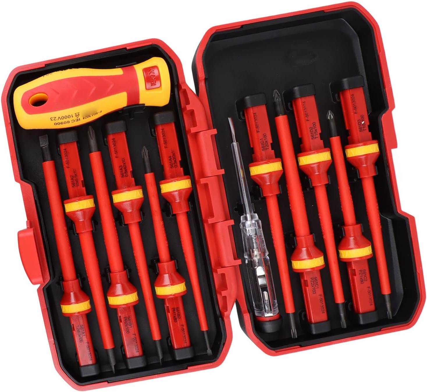 Estink Professional Insulated Screwdriver Set, 13 Piece, VDE Certified, High Voltage Electrical Tool Kit for Electricians, Ergonomic Design
