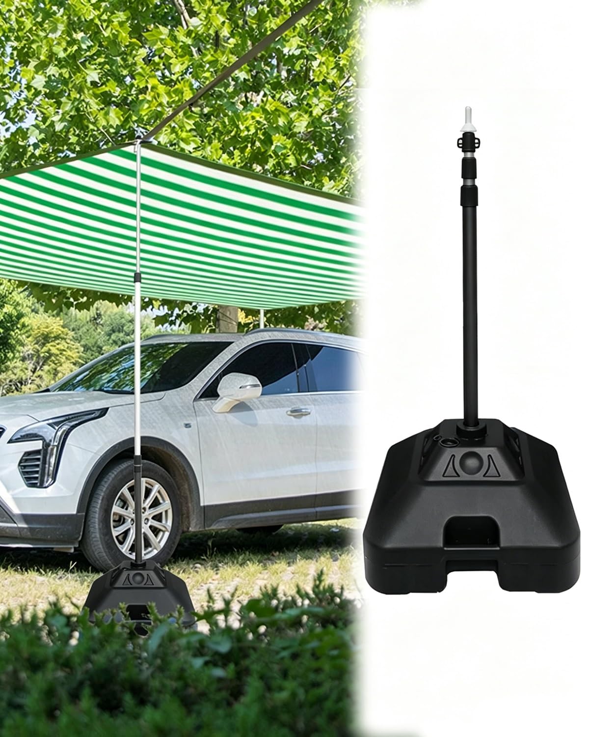 Mât pour voile d'ombrage rétractable 3m charge 60kg acier robuste noir