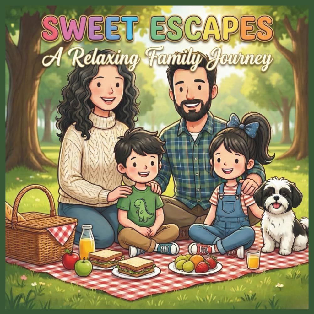 Sweet Escapes: A Relaxing Family Journey: A Relaxing Family Journey | A Bold and Easy Coloring Book for Adults and Seniors featuring Cozy Daily Life, Simple Designs, and Stress Relief Scenes