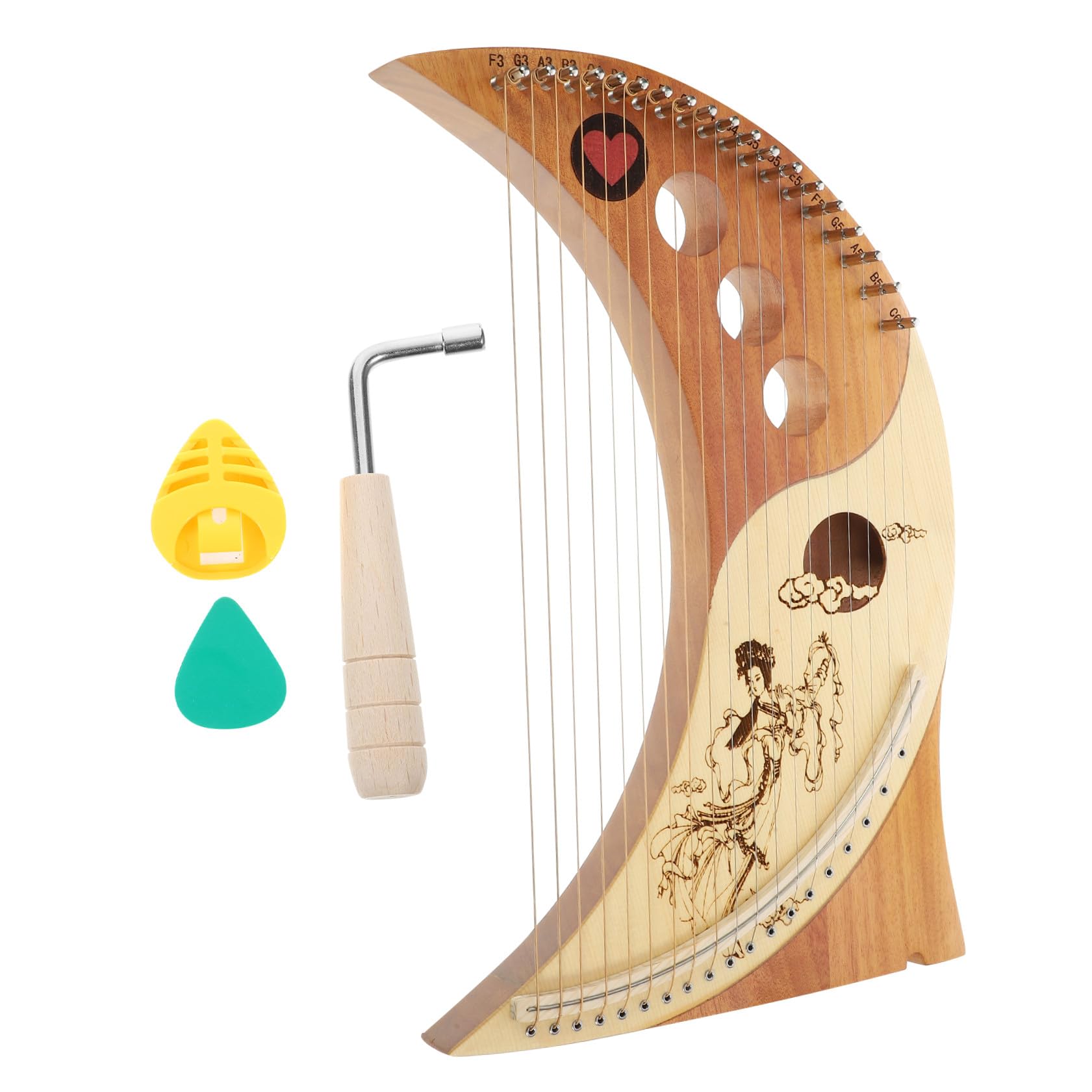 Abaodam Lyra a 19 Corde in Legno di Cedro, Strumento Musicale Portatile e Delicato, per Principianti e Ragazzo Ragazza Custodia e Corde Extra Incluse Colore Casuale