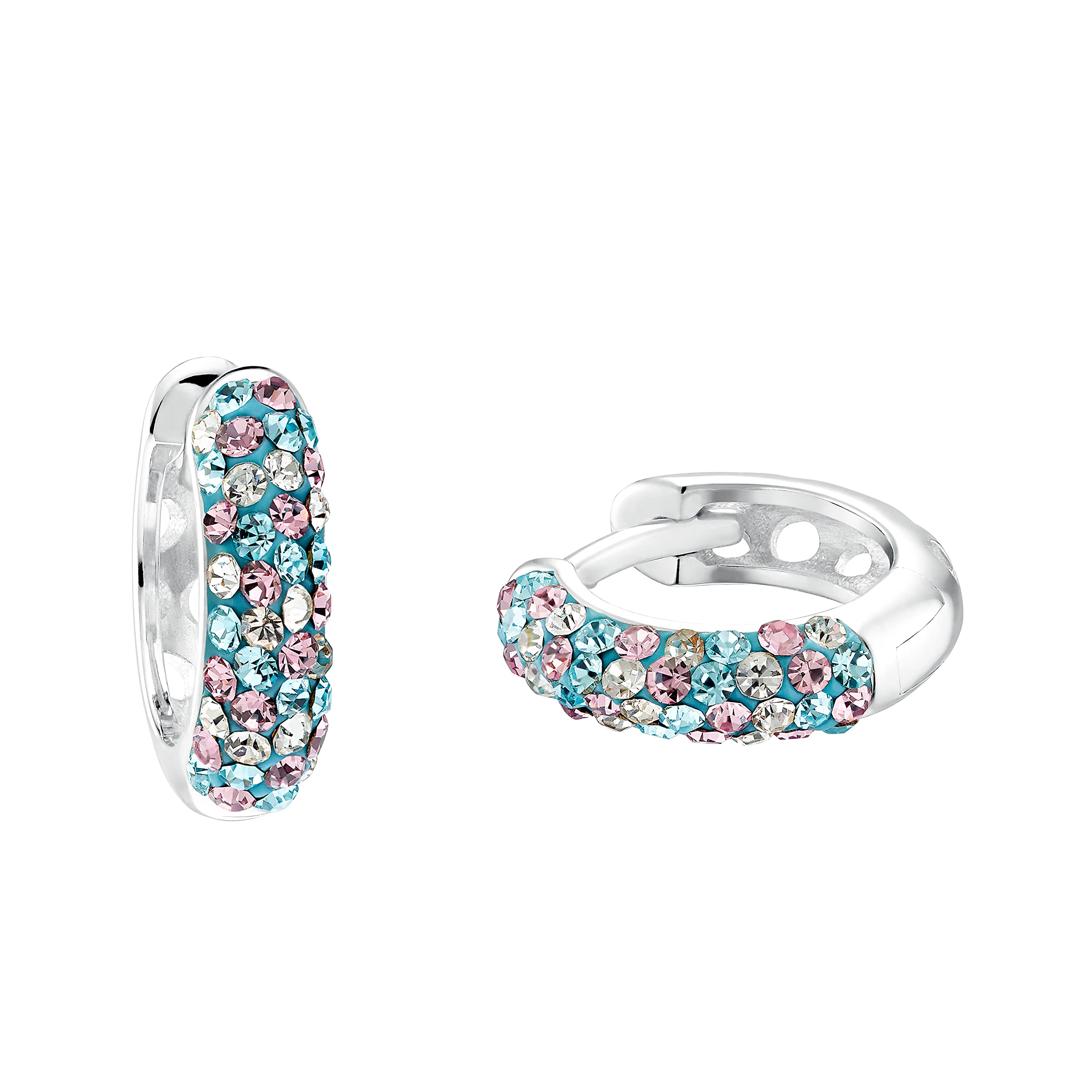 Prinzessin Lillifee hoop earrings 925 Sterling silver girls' children's earrings, with Preciosa, 12 cm, silver, comes in jewelry gift box 2034001