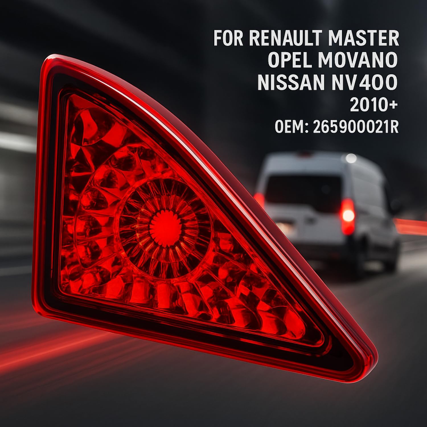 Generico Terza Luce di Freno Stop Luce Freni Centrale posteriore Fanale Posteriore Rosso Compatibile con Opel Movano Vauxhall Movano Nissan NV400 Interstar Renault Master III 3 (2010+) 265900021R