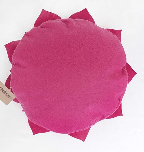 Miniatura 4 de Fennco Styles Funda de almohada decorativa de pétalos en forma de corazón 3D hecha a mano de 16 pulgadas redonda, funda de almohada floral fucsia