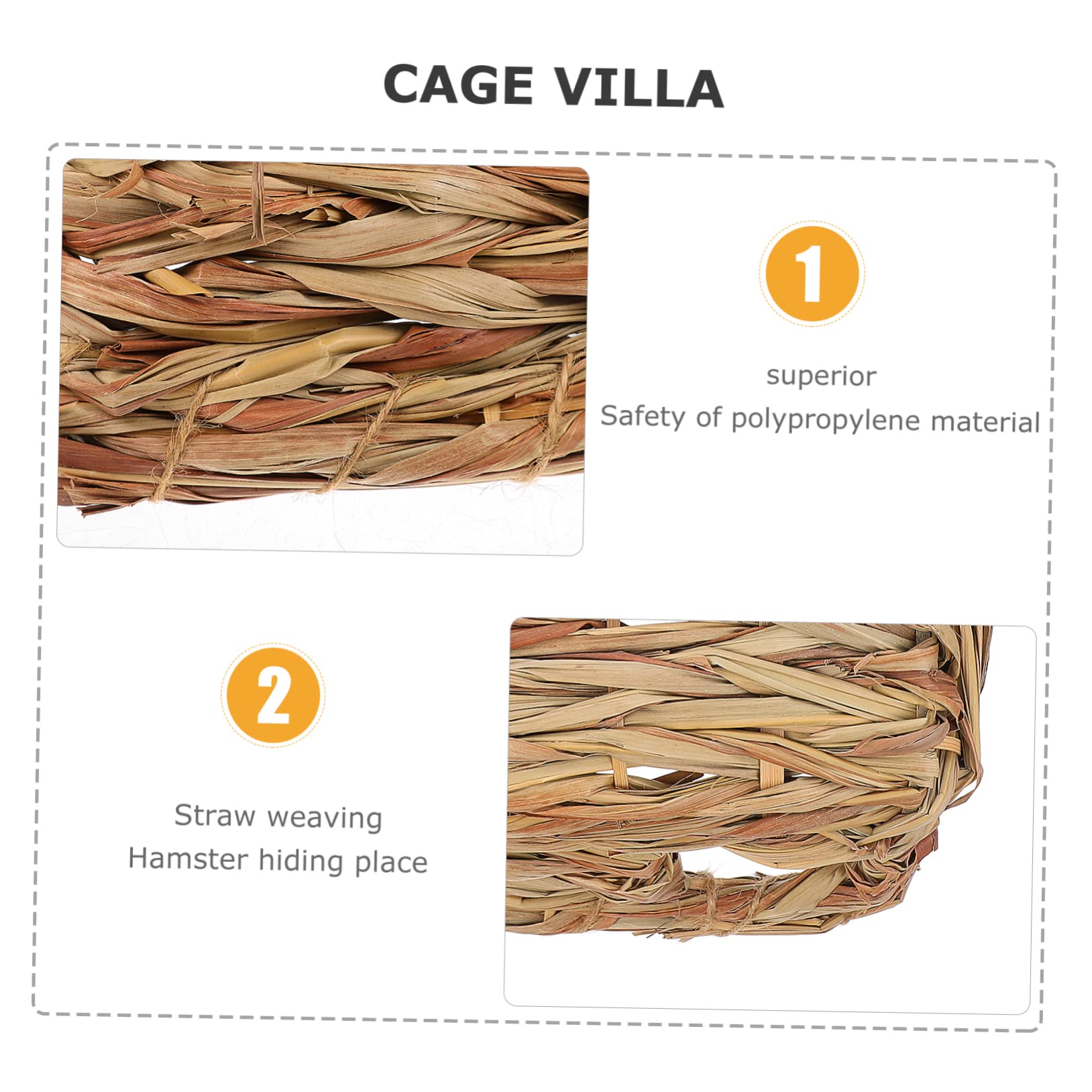 VANZACK 2pezzi Hamster Woven Hideout Rifugio Naturale Per Criceti e Piccoli Animali Domestici Gioco e Nido Compatto Per Esplorare e Nascondersi
