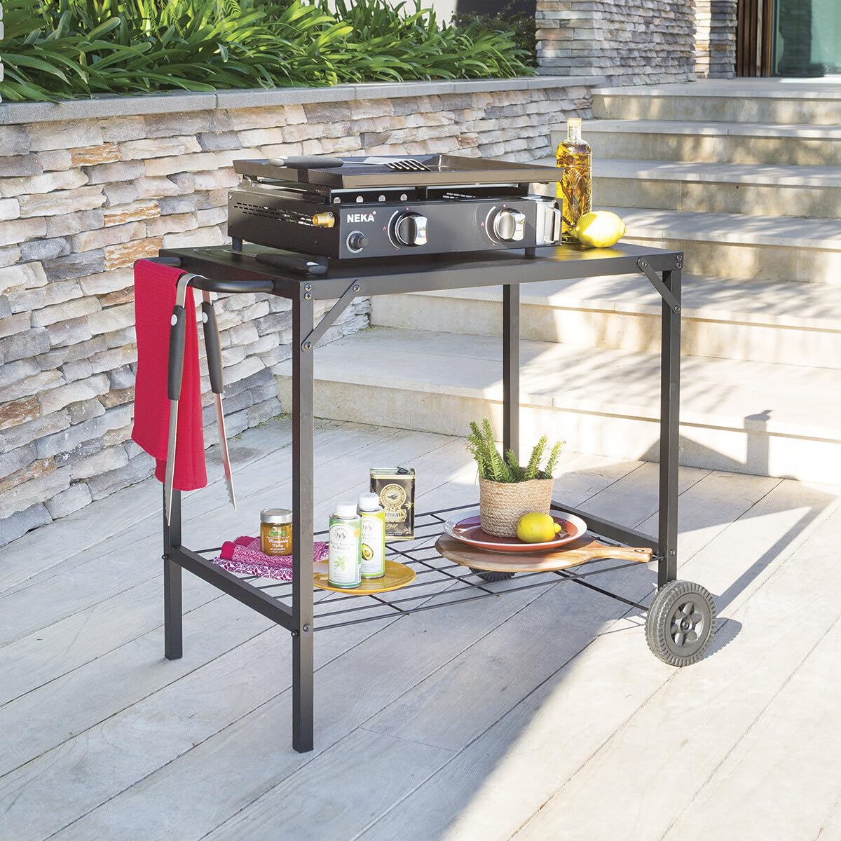 Neka - Carrito para Barbacoa Negro - 75 x 58 x 90 cm