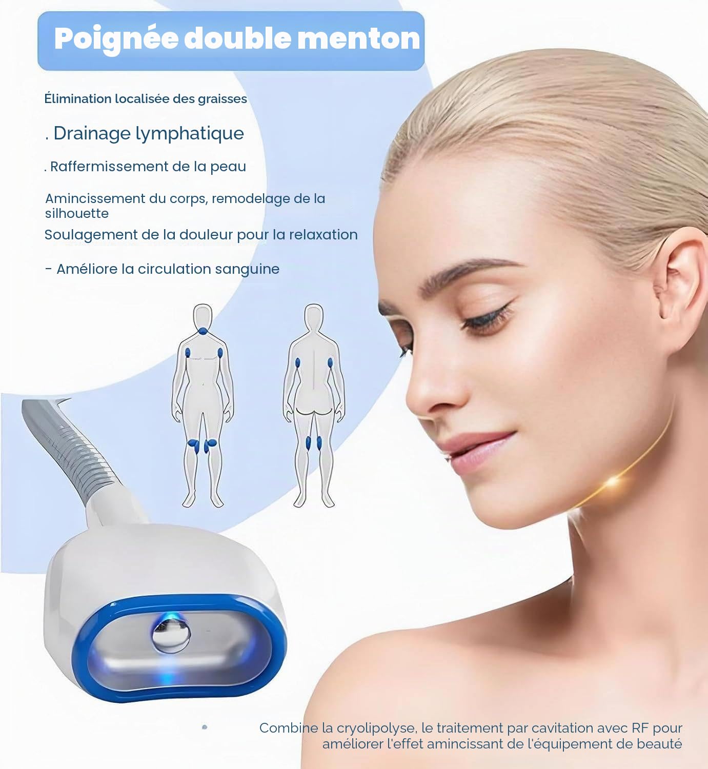 Appareil de cryolipolyse pour l'élimination des Graisses par Le Froid, avec 3 poignées, Appareil de beauté et d'amincissement.