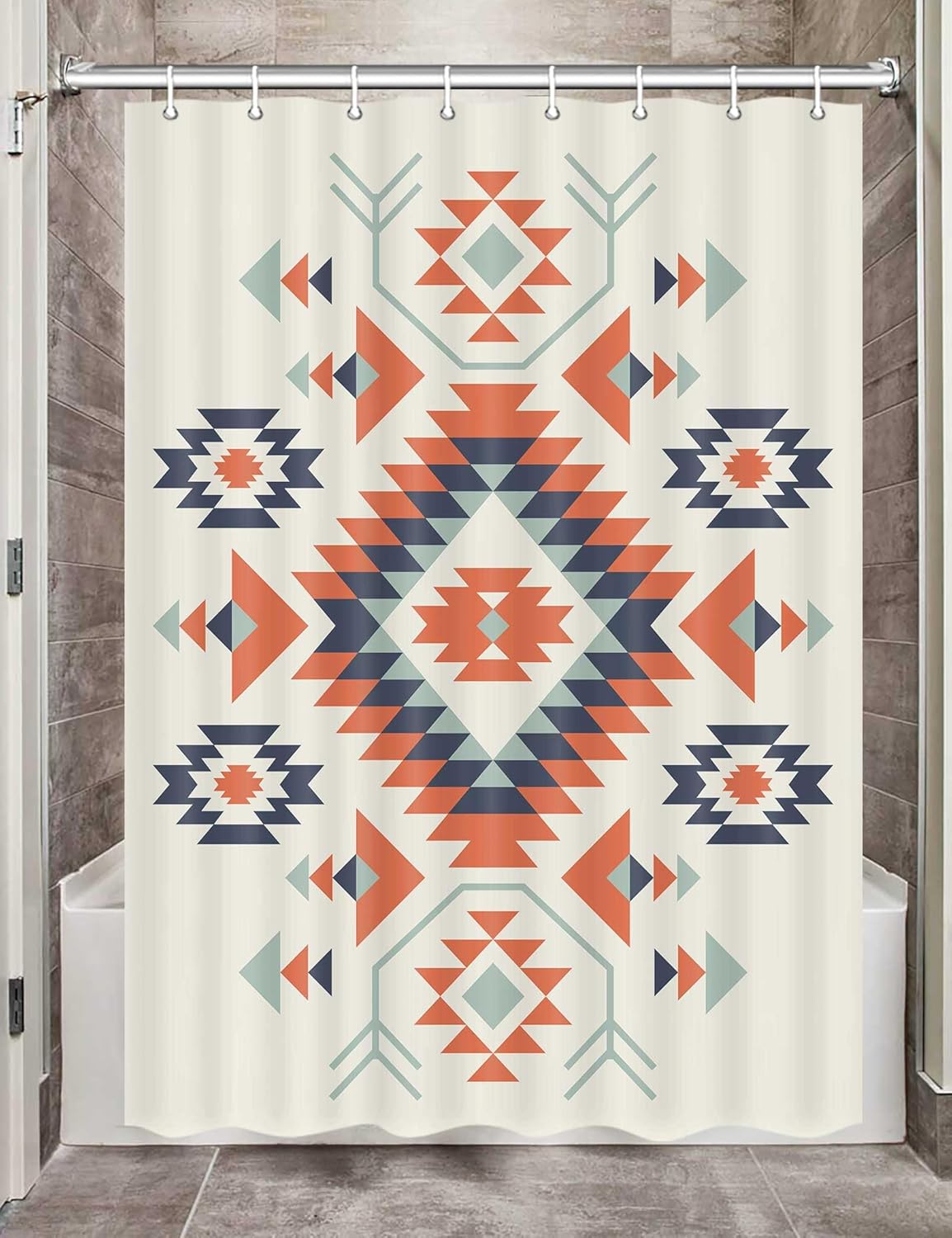 Southwestern Decor Shower Curtain for Bathroom, Southwest Native American Pattern Tribal Navajo Bohemian Fabric Shower Curtains Set, Western Aztec Geometric Restroom Accessories with Hooks 72X84 IN