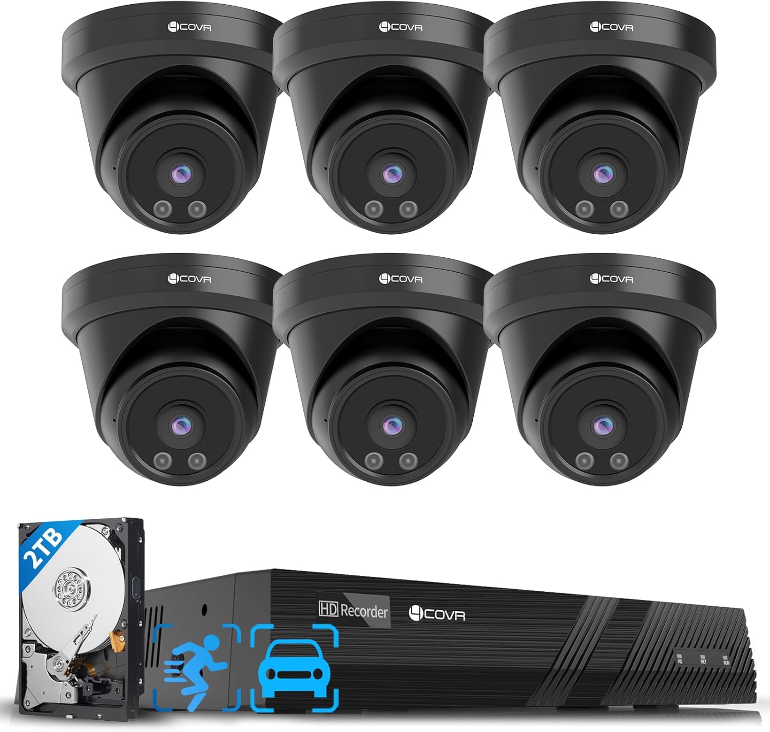 4K Dwelling Safety Digital camera System, AI Human Automobile Detection, 6Pcs 8MP Wired Business Dome PoE IP Digital camera IP67 Night time Imaginative and prescient, 8CH 4K H.265 NVR 2TB HDD, 24/7 Surveillance Outside, LY97AB8M0806
