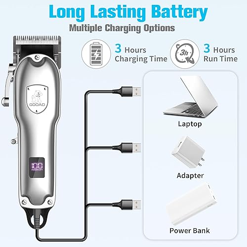 Miniatura 6 de Cortapelos para perros para el aseo de pelo grueso y grueso, recortadora de pelo de perro de bajo ruido, afeitadora inalámbrica recargable para