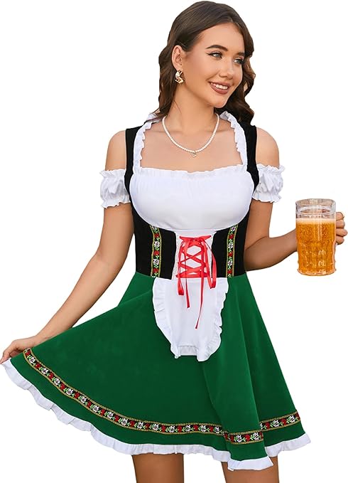 Ensembles Dirndl Femme Oktoberfest Robe Traditionnelle Tenue