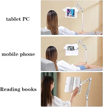 Tablet Floor Stand, Adjustable Handsfree Reading for Bed, Book Holder, Floor Cooking Holders,Sheet Music Stand with Wheels, for Sitting,Standing
