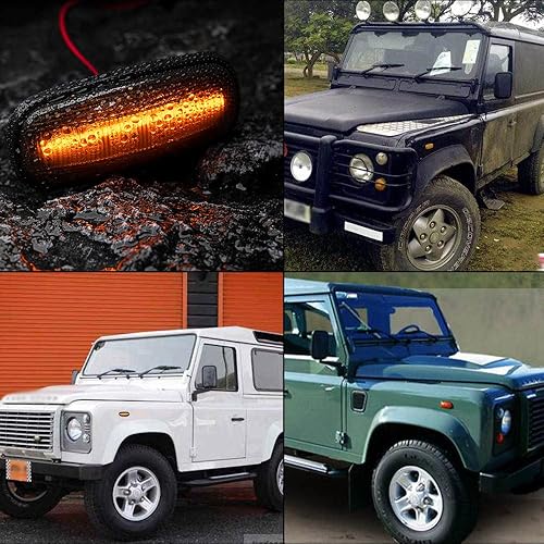 Miniatura 6 de NSLUMO Kit de luces de marcador lateral secuencial LED para 1997-2015 Lan'd Rover Discovery Freelander Defender Amber Front LED Dynamic Turn Signal
