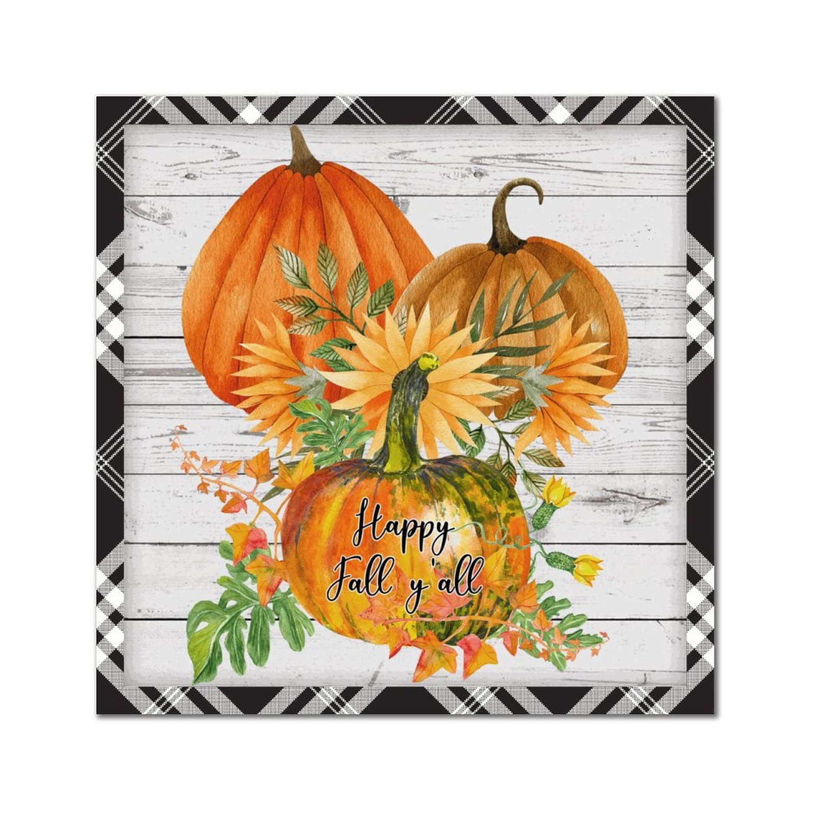 Plaque murale Happy Fall Y'all panneau bois citrouille décoration ferme d'automne