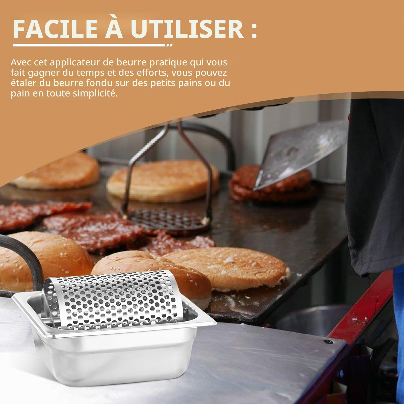 Diffuseur de beurre en acier inoxydable - Distributeur de beurre durable pour sandwich au pain - 1000 ml