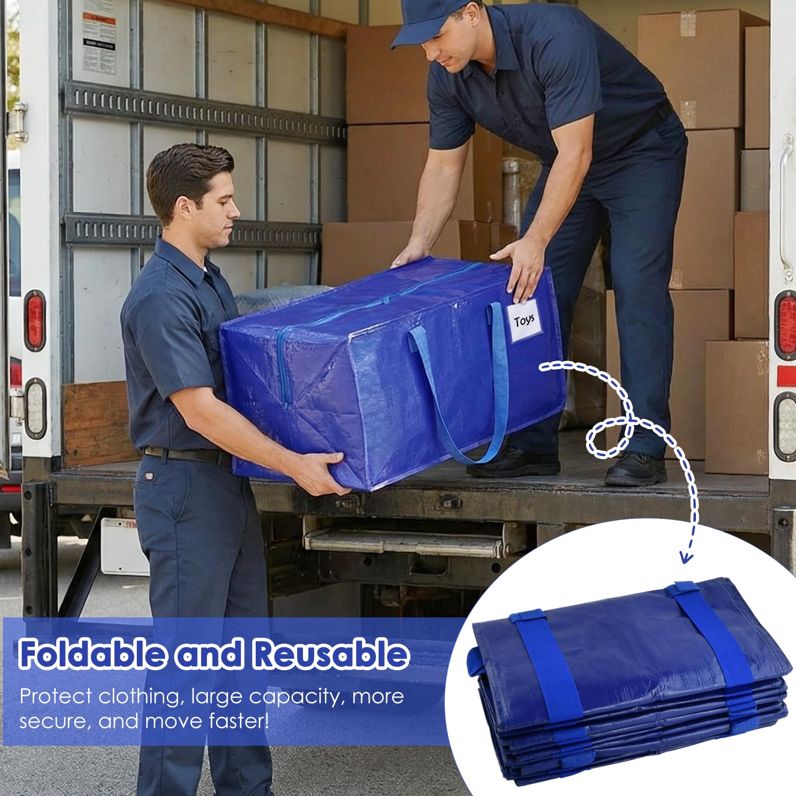 Set da 4 Borse da trasloco extra large, Scatole trasloco con cinghie per zaino, zip e manici resistenti, Borsa Portaoggetti Grande in Poliestere, impermeabili Borsa di stoccaggi per piumoni, vestiti