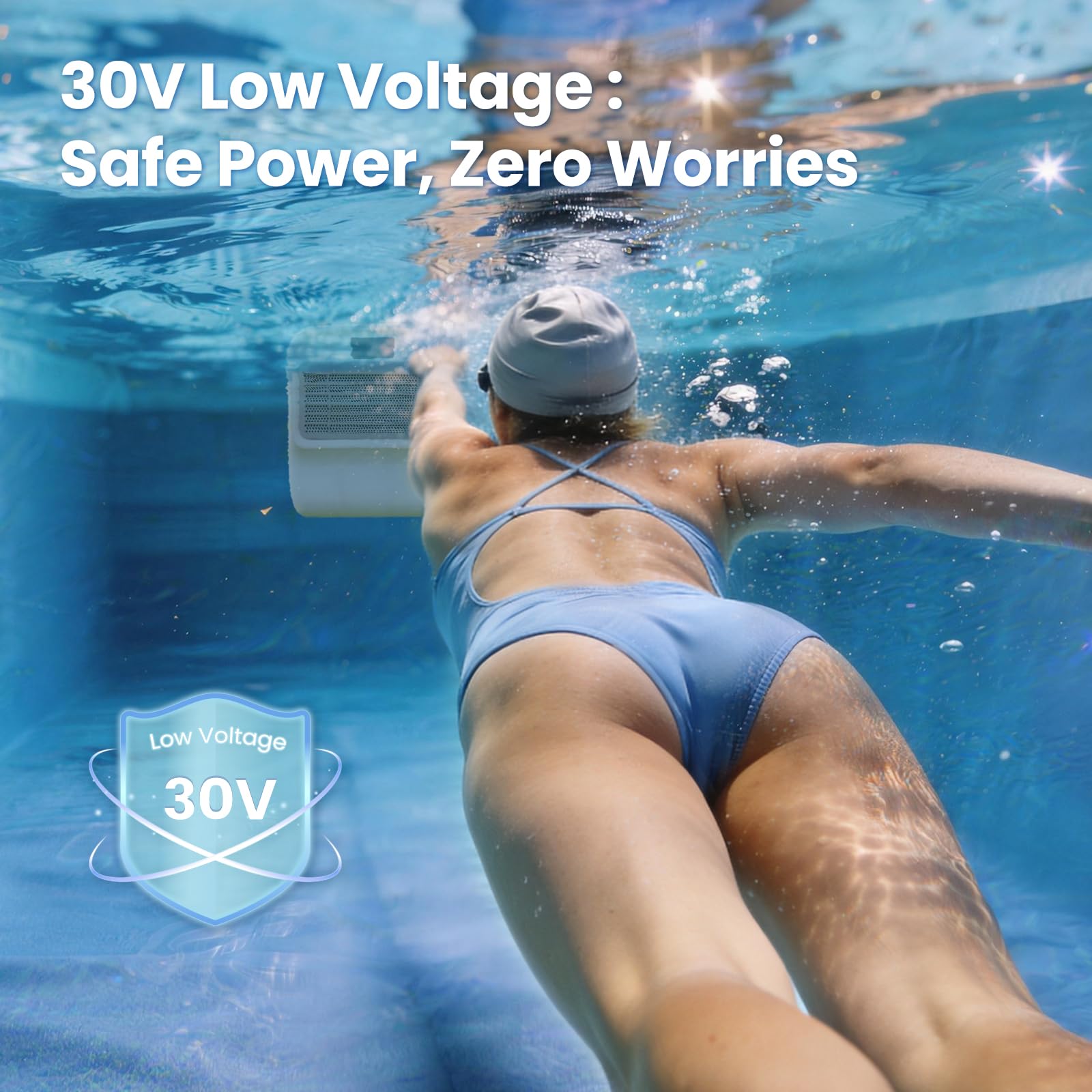 Schwimmjet für Aufstellbecken – Schwimmen im Platz Trainer, 1-9 Grad einstellbare Strömungsmaschine für Outdoor-Schwimmübungen, Fitness und Familienspaß