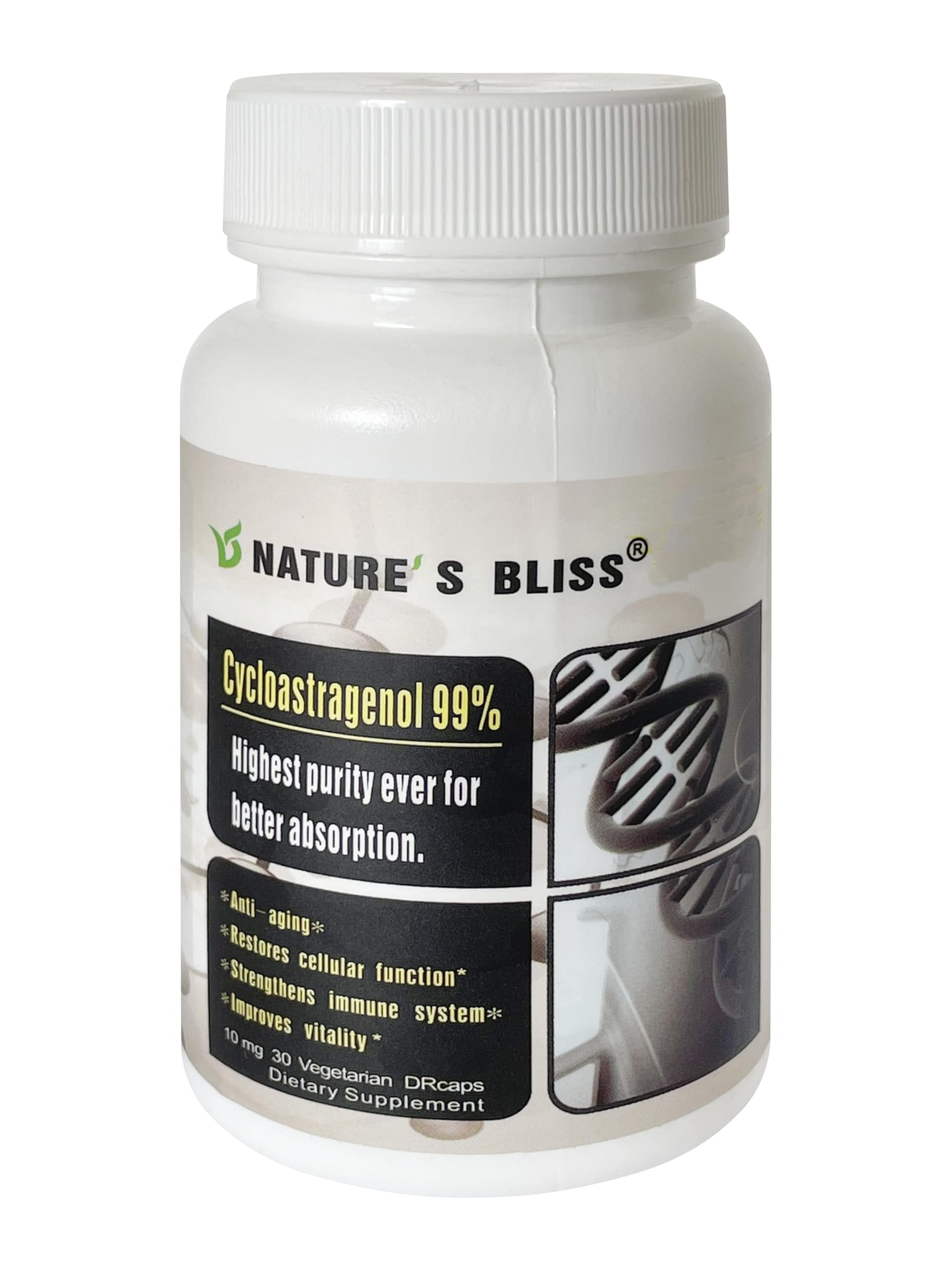 Nature'sbliss Cycloastragenol Supplement, 10 mg per Serving | Science-Backed to Support Telomere Length, Healthy Aging & DNA Structure, Stomach Acid Protected, Super Absorption,30 Capsules