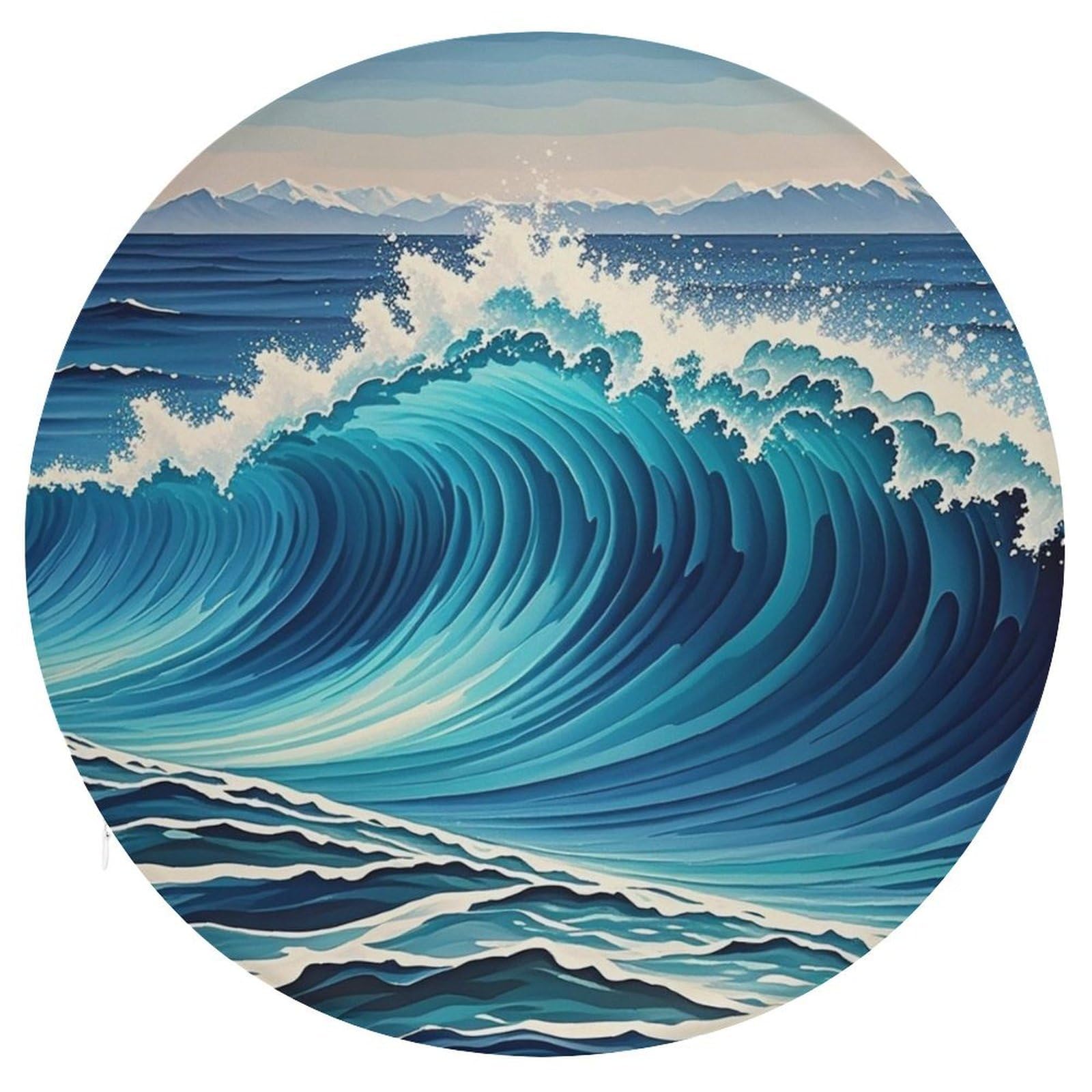 FekiLoot Blue Wave Art Seat Cushion Comfort Memory Foam Seat Cushion Chair Pad Soft Round Stool Cushion Chair Cushion Removable Washable Cover for Home Office Outdoor Bistro 15.35 Inch