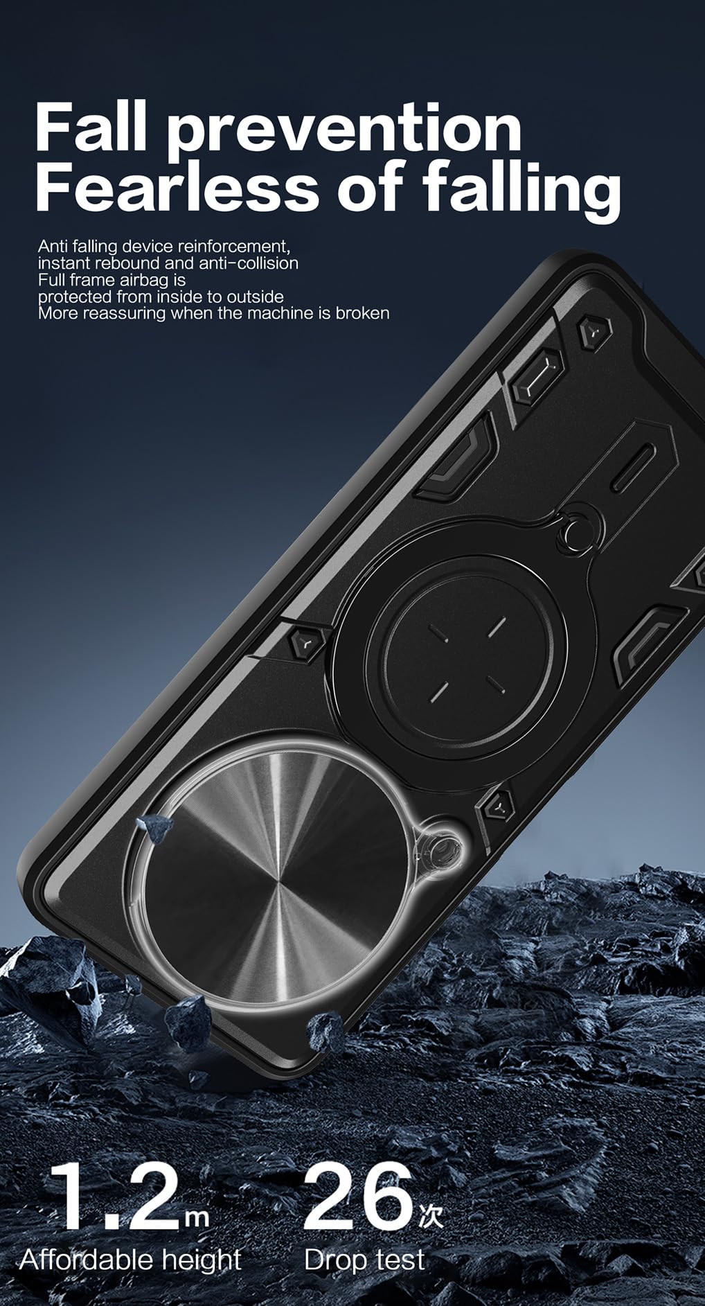 Custodia Per Oppo Reno 12 Fs/F Con Vetro Temperato - Cover Scorrevole Per Fotocamera E Supporto 360° - Foto 2