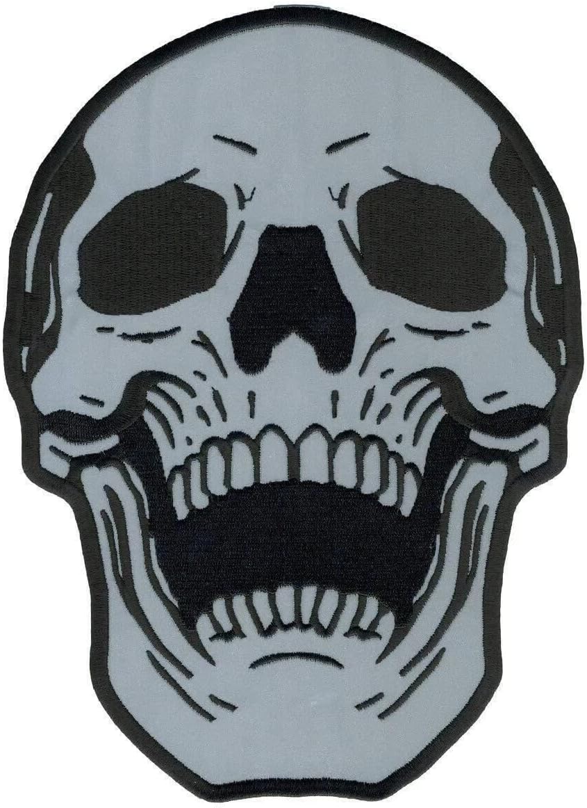 Reflective Live Free Gothic Skull Jacket Vest Back Patch | Iron on or Sew 10"x7"