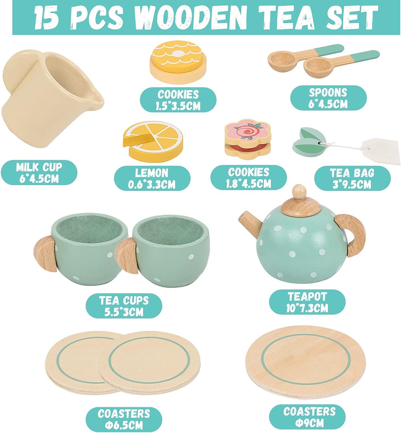 Wooden Toys Tea Sets For Toddlers 3-5 Girl Birthday Gift Year