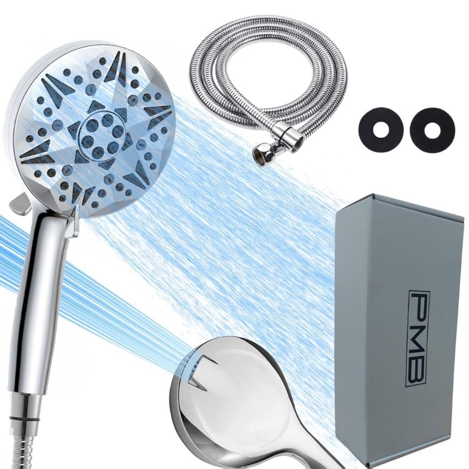 PMB Shower Head, Shower Hose, Bathroom Accessory, Shower Head and Hose, Filtered Shower Head, Shower Head High Pressure, 10 Spray Modes, Shower Hose 1.5m, Power Jet Modes | Shower Pro Head