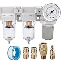 Vista 14 de NANPU Sistema de secado de aire NPT de 1/2 pulgada, filtro de partículas de 5 micrones, filtro coalescente de 0.01 micrones, combo de regulador