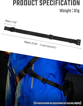 TACTICAL_GEEK TGBelt7 Backpack Chest Strap, Nylon Sternum Strap with Quick-Release Buckle, Adjustable Backpack Stabilization Webbing, Compatible with MOLLE System