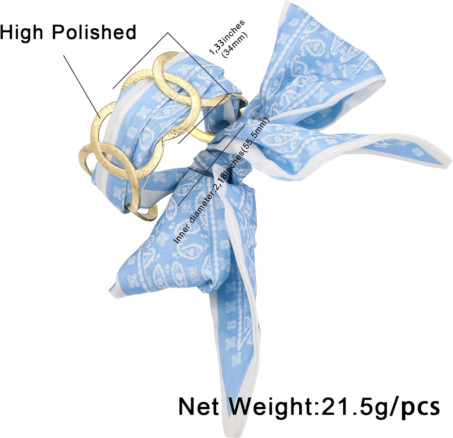 Hipunk Stainless Steel Scarf Bracelet for Women - High Polished Gold-Tone Wrist Cuff with Silk Bow, Fashion Jewelry Gift with Jewelry Box