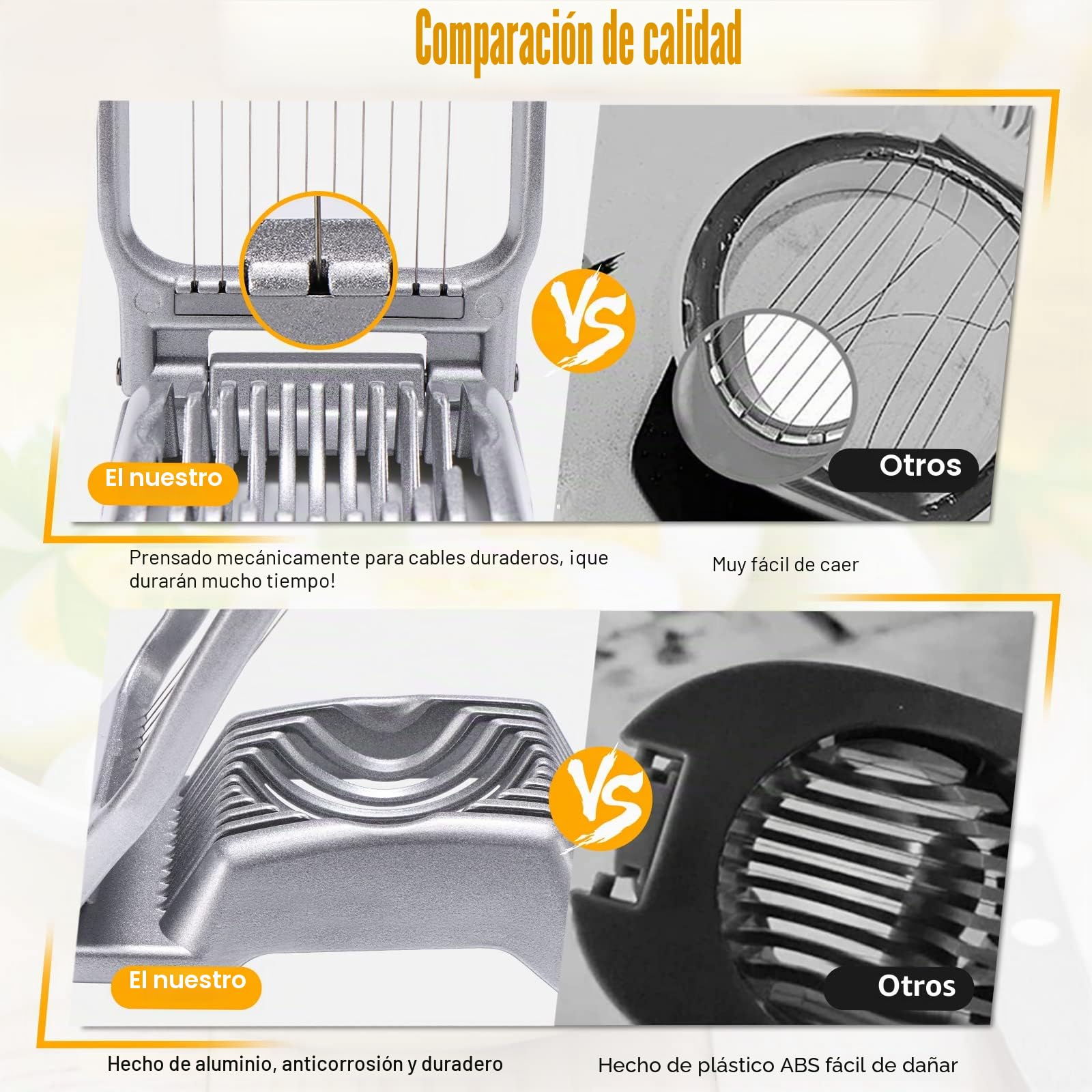 Cortador de huevos de acero inoxidable para huevos duros