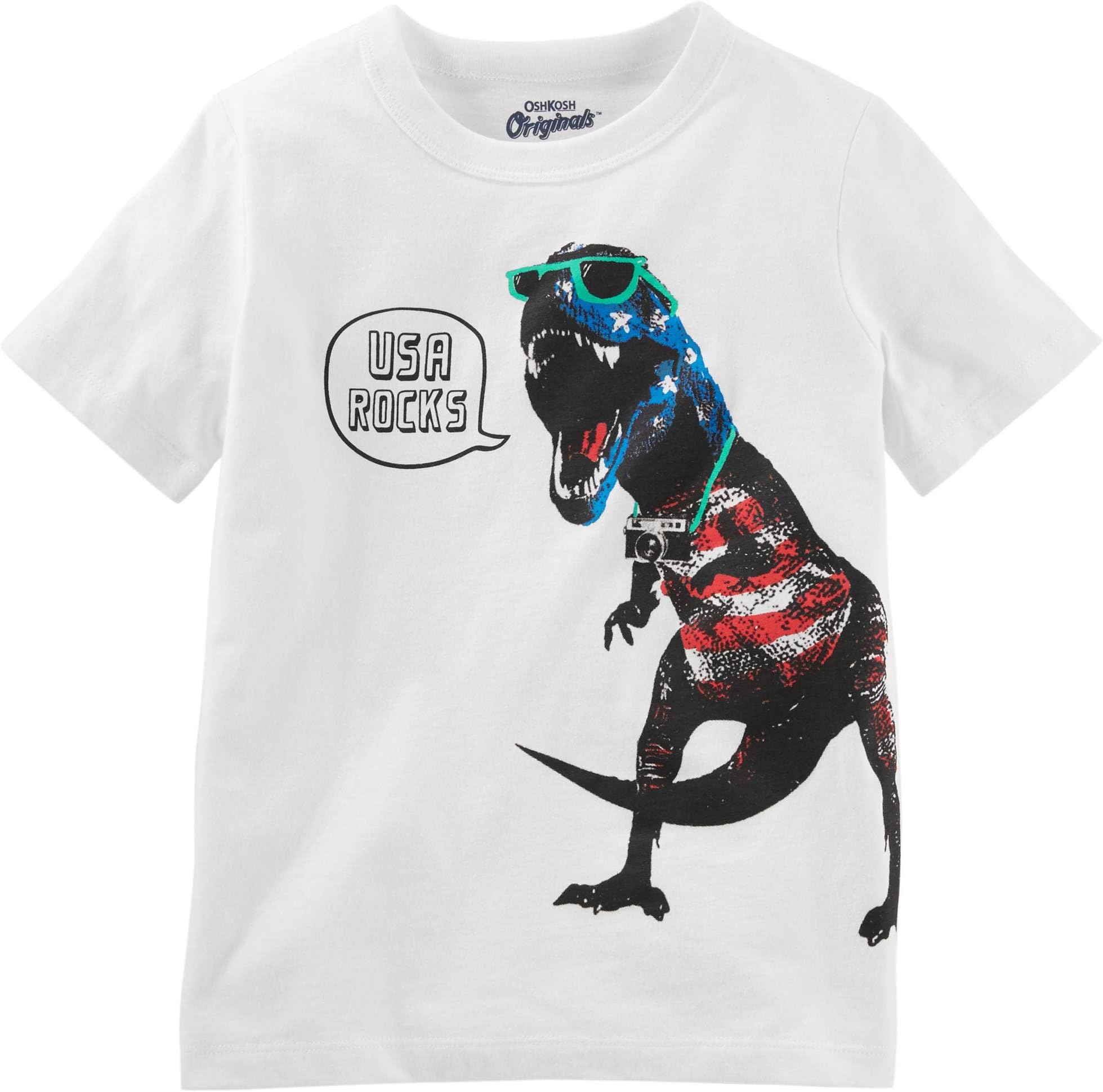 OshKosh BgoshOshKosh B'gosh Boy's Originals USA ROCKS" Speech Bubble Printed Graphic Round Neck Short Sleeves Tee - White