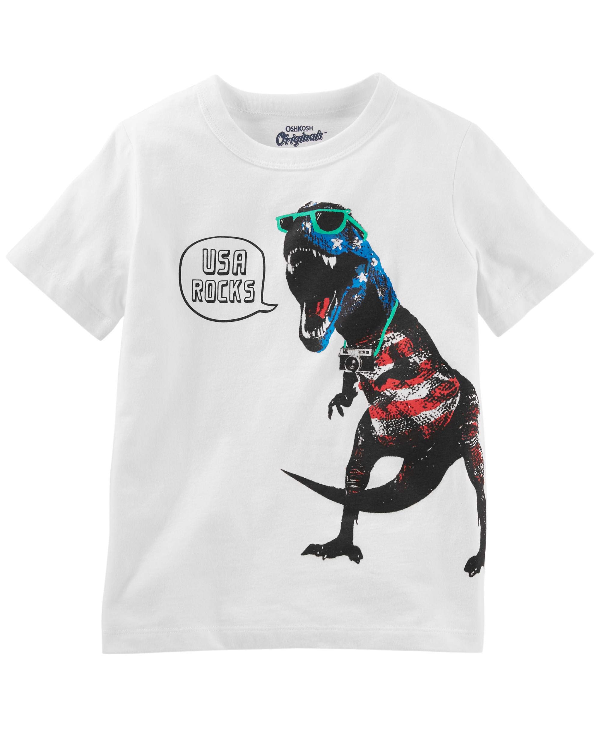 OshKosh BgoshOshKosh B'gosh Boy's Originals USA ROCKS" Speech Bubble Printed Graphic Round Neck Short Sleeves Tee - White