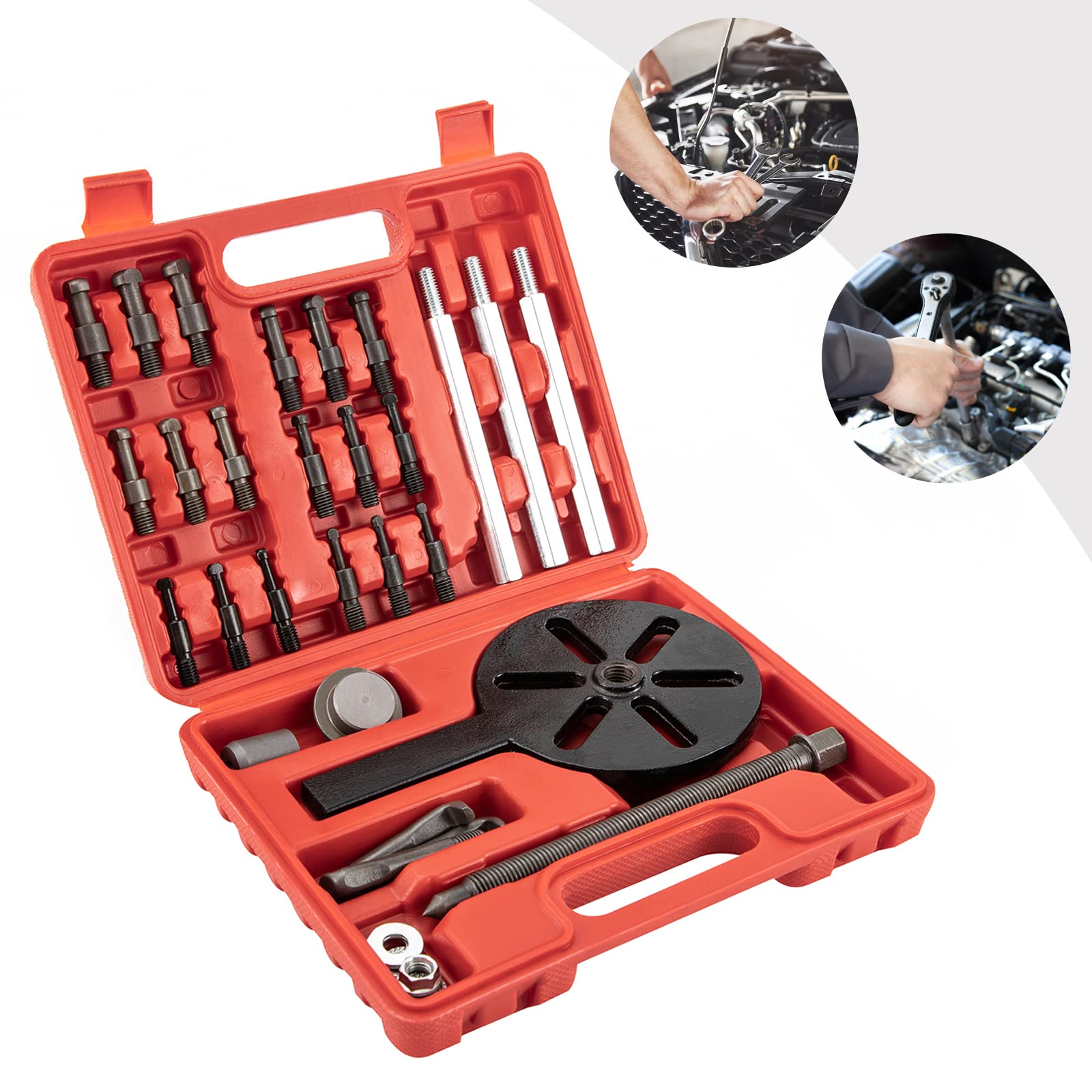 21 in 1 Bearing Puller Kit, Heavy Duty Bearing Removal Tool Set, Made of Premium 45 Steel, Suitable for 6005 6205 6305 Series Bearings, Includes 6 Puller Heads