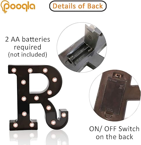 Miniatura 3 de Letrero decorativo de marquesina con luces LED, letras del alfabeto con luces para bodas, fiestas de cumpleaños, Navidad, lámpara de luz nocturna