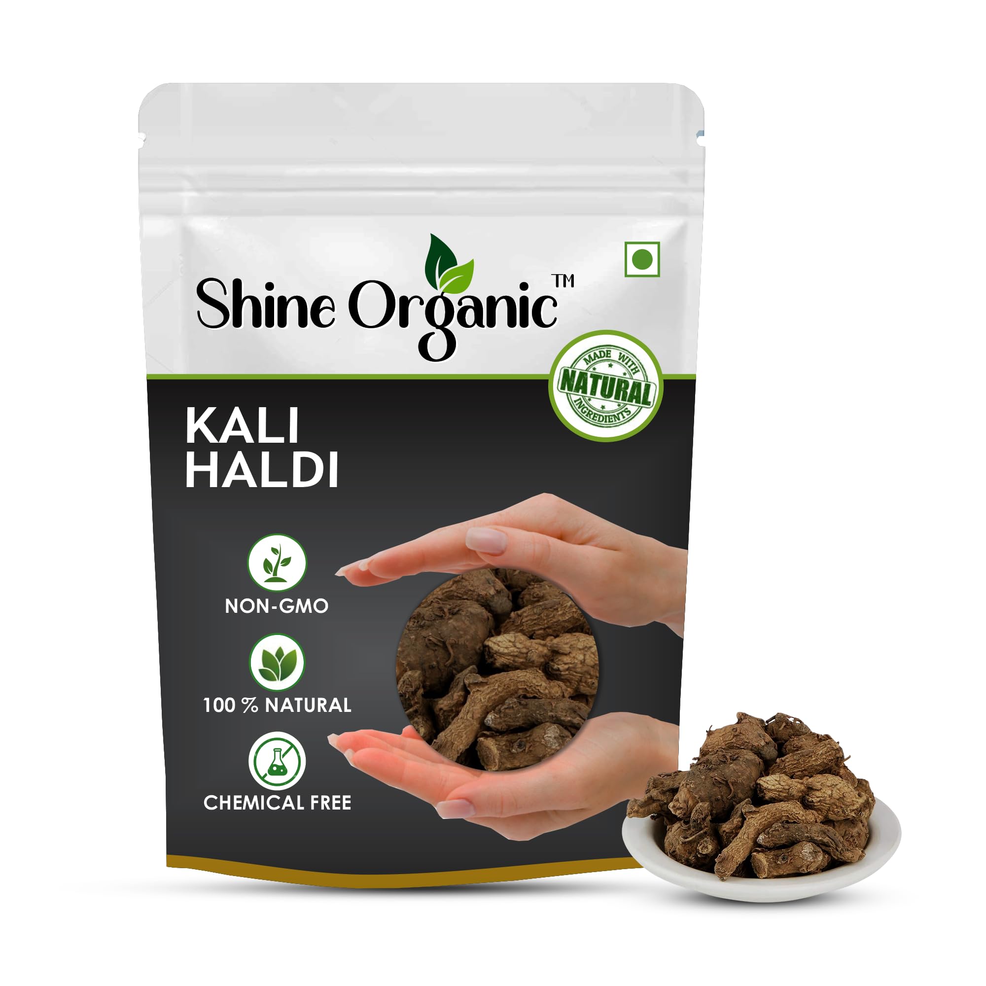 Shine Organic | Kali Haldi | (100 gm) Narkachur | Nar Kachur | Curcuma zerumbet | Black WHole Turmeric | Zedoary Root Pure & Natural