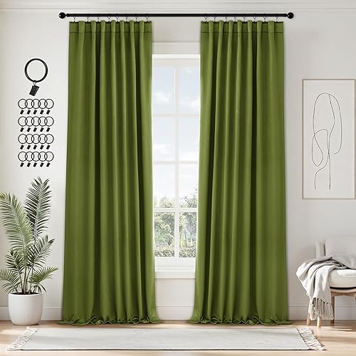 Miniatura 10 de ANRODUO - Cortinas opacas del 99% para dormitorio y sala de estar, con aislamiento térmico, trabillas traseras, bolsillo para cortinero, plisadas