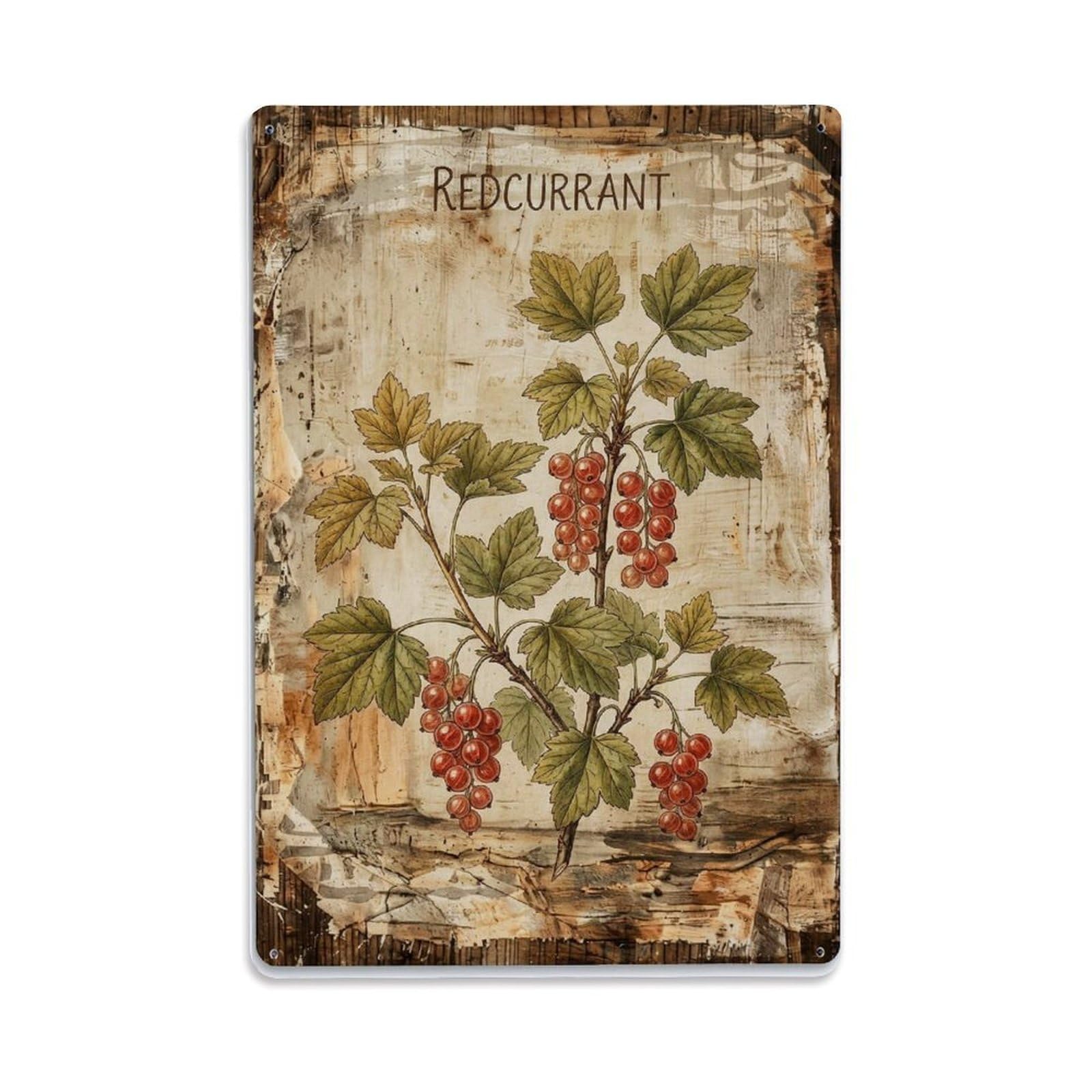 Fqnyr Style Redcurrant Botanical Vintage Metal Tin Sign Plaque Wall Decor For Cafe, Club Bar, Office, Home Garden Metal Poster 8X12inch