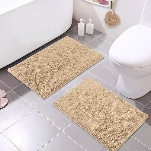 Miniatura 2 de Juego de tapetes LuxUrux para bañoducha de microfibra de felpilla extrasuave de 1 pulgada de alto, muy absorbente mide16 x 24 pulgadas (23 x 36