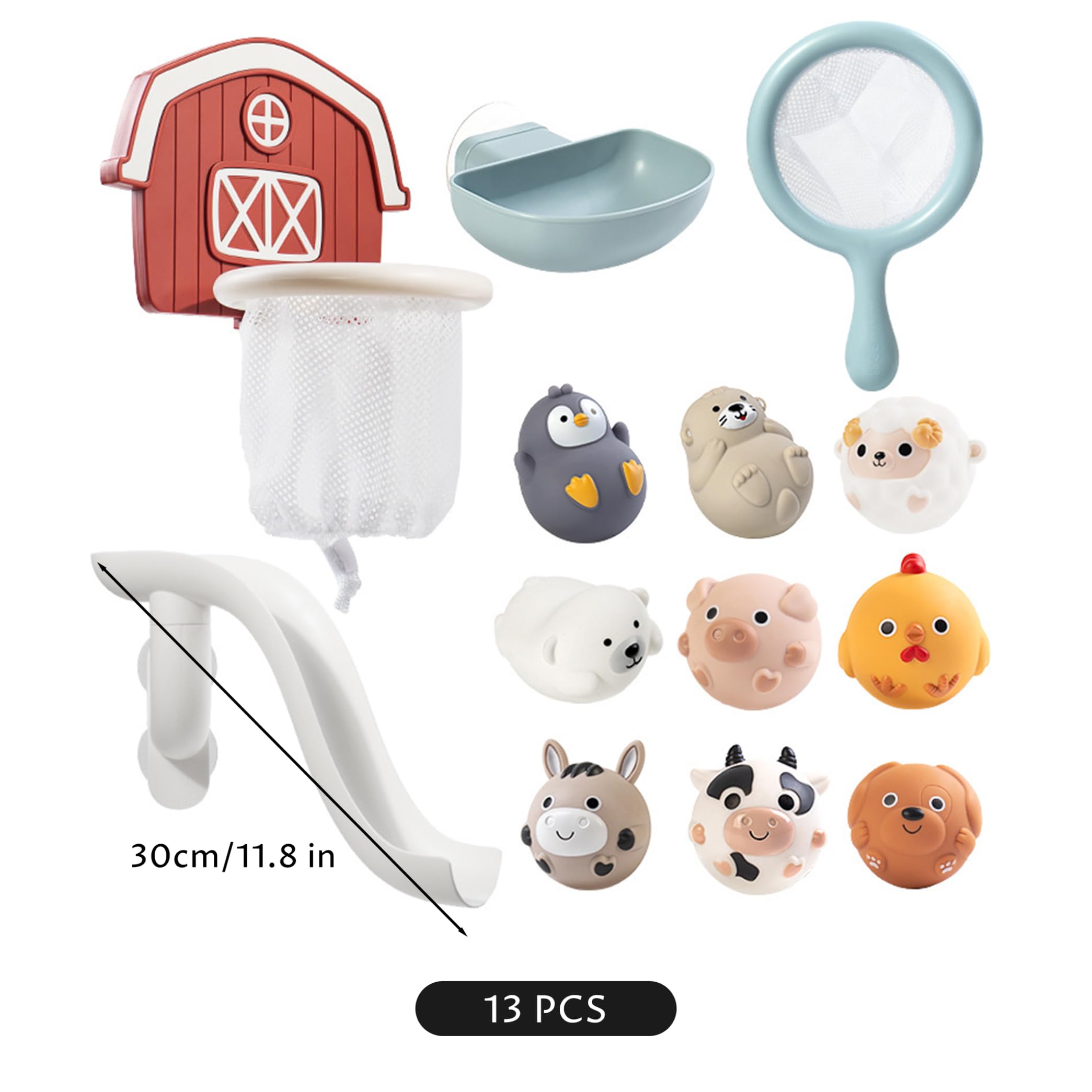 Set da 13 Pezzi di Giocattoli da Bagno per Bambini, Scivolo da Bagno per Neonati, Set di Giocattoli da Doccia per Neonati, da Gioco Acquatico per Vasca da o Piscina per Bambine e Bambini