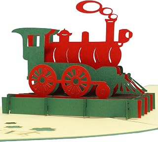 LIN17182 - LIN 3D Pop Up Greeting Card for Birthdays, Travel Vouchers, Train Fans, Gift Cards, Kids, Locomotive, N152