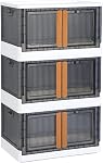 HAIXIN Boîtes de stockage avec 3 Lys - 19 Boîte de rangement empilable Gal avec double porte d'ouverture placard collaposible Organisation et rangement Armoire de rangement noir en plastique pour garage paquet de 3