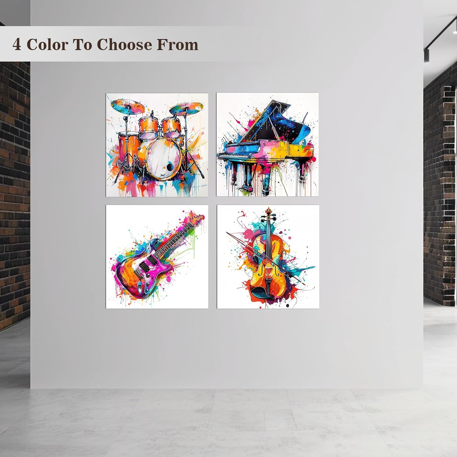 PLIDAAYO Music Drum Wall Art Colorful Graffiti Canvas Prints Poster Modern Musical Instrument Picture Graffiti Drum Set Painting for Musician Music Room Studio Kids Bedroom Decor(Cri-02,12"x12")
