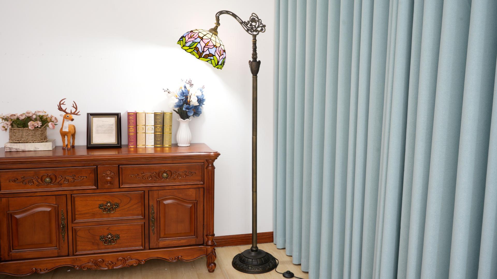 Image of Tiffany Floor Lamp Handcrafted Stained Glass Lamp Calla Lily Adjustable Warm Light Upright Reading Tiffany Style Floor Lamp Suitable For Bedrooms Living Rooms Studies Dining Rooms Retro Home Decoratio