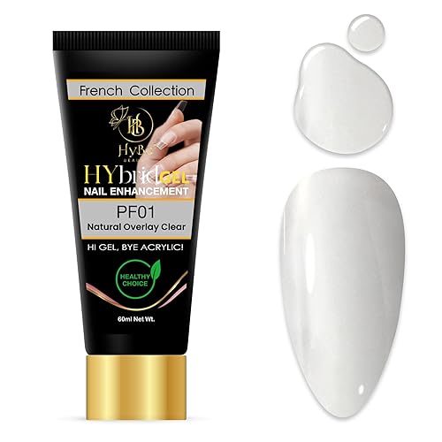 HyGEL CLEAR - Esmalte de uñas de gel híbrido de 2.0 fl oz, capa transparente natural PF01