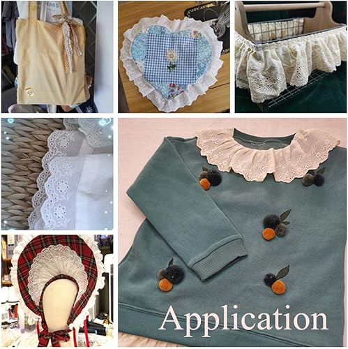 Miniatura 4 de IDONGCAI Cinta de algodón blanco con encaje bordado para costura y decoración del hogar (2.75 pulgadas de ancho)